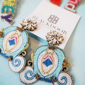 Beaded & embroidered Disney Carriage Earrings